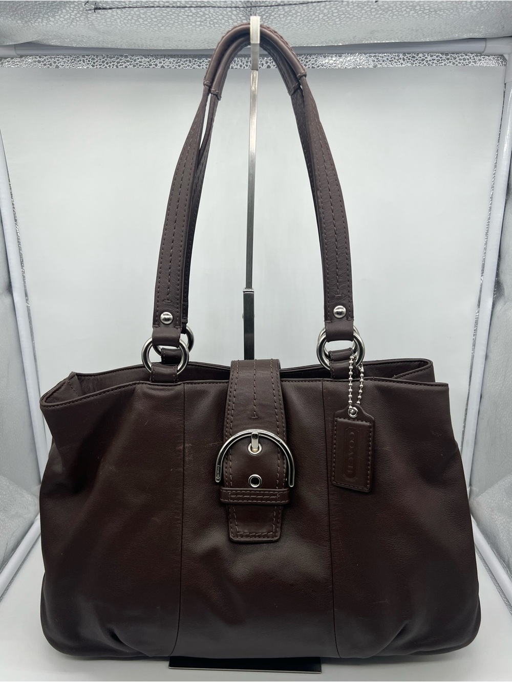 COACH F19248 Soho East West Chocolate Brown Leather Carryall Tote Shoulder Bag
